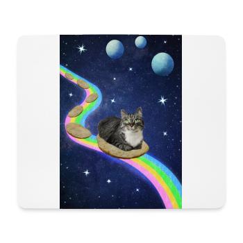 Chat mignon dans l’espace - Tapis de souris (format paysage) - blanc - Devant
