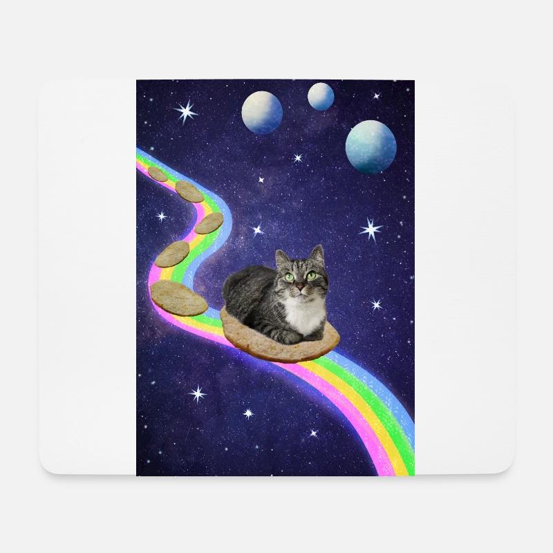 Süße Weltraumkatze - Mousepad (Querformat) - Weiß