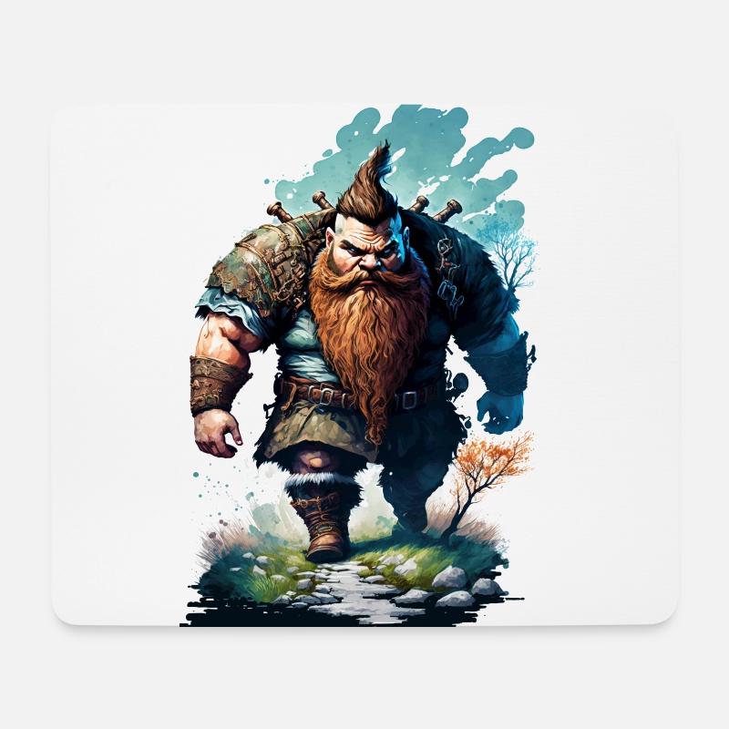 Imposanter Zwerg auf Patrouillenaquarell - Mousepad (Querformat) - Weiß