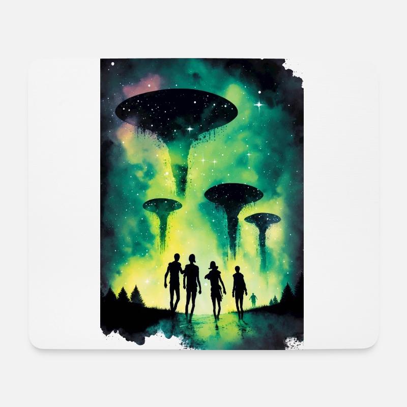 UFO-Kontakt in Aquarell - Mousepad (Querformat) - Weiß