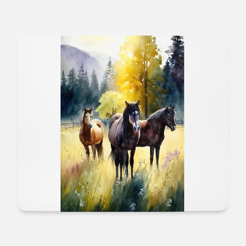Pferd - Mousepad (Querformat) - Weiß