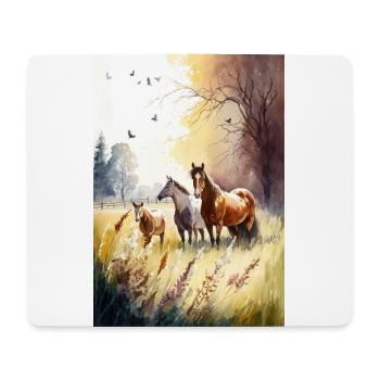 Horses - Mouse Pad (horizontal) - white - Front