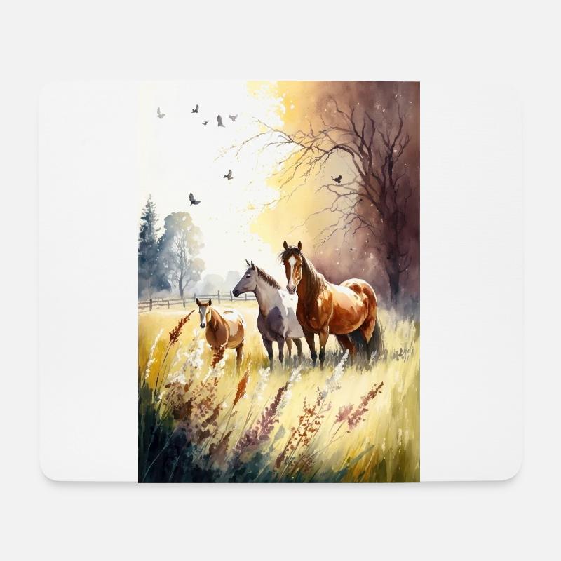 Pferde - Mousepad (Querformat) - Weiß