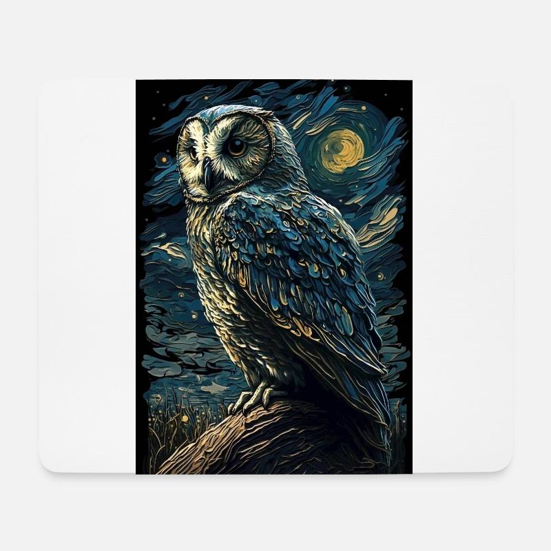 Eule - Mousepad (Querformat) - Weiß