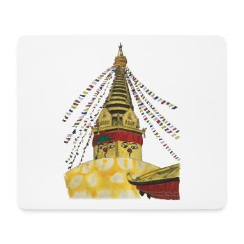 Stupa of Swayambhunath Kathmandu Nepal Buddhism - Mouse Pad (horizontal) - white - Front