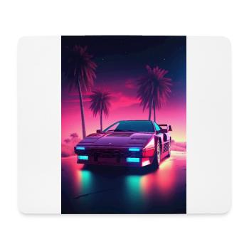 Eine Synthwave Fahrt in die Zukunft im Outrun Stil - Mousepad (Querformat) - Weiß - Vorne