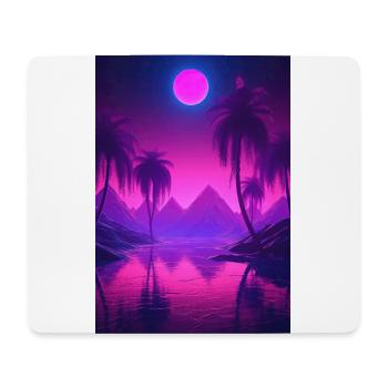 Eine traumhafte nächtliche Synthwave-Oase - Mousepad (Querformat) - Weiß - Vorne