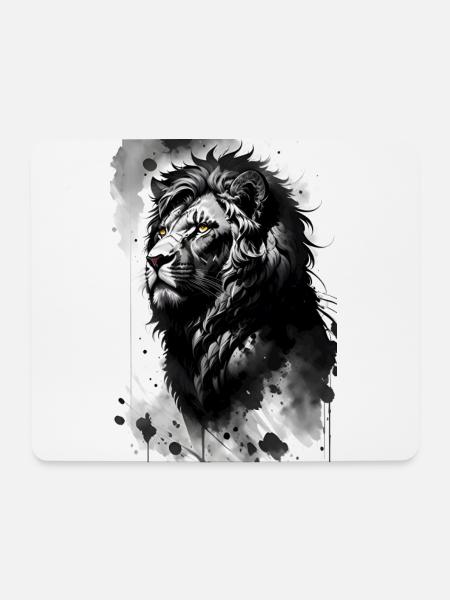 Löwe - Mousepad (Querformat) - Weiß