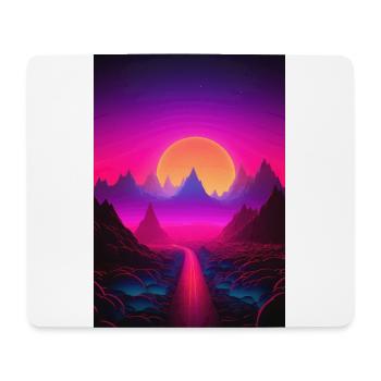 Luminous Peaks: Synthwave Serenity - Mousepad (Querformat) - Weiß - Vorne