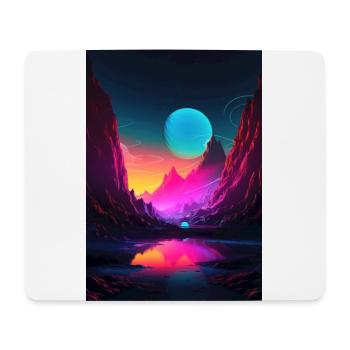 Mountain Glow: Synthwave Vibes in Alpine Serenity - Mousepad (Querformat) - Weiß - Vorne