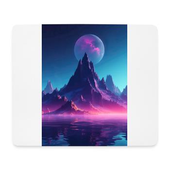 Retro Bergmelodie: Eine Synthwave Ode an der See - Mousepad (Querformat) - Weiß - Vorne