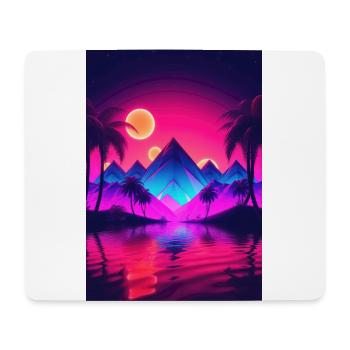 Sunset Serenity: Synthwave-Träume an der Küste - Mousepad (Querformat) - Weiß - Vorne