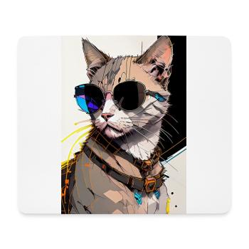 Inkpunk Katze mit Sonnenbrille 1 - Mousepad (Querformat) - Weiß - Vorne