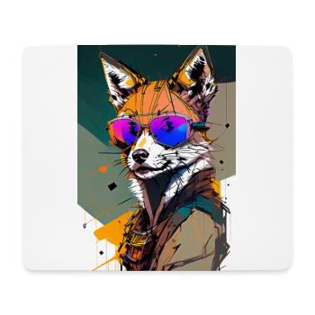 Inkpunk Fuchs mit Sonnenbrille 6 - Mousepad (Querformat) - Weiß - Vorne