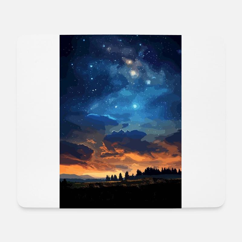 Nachthimmel Wald - Mousepad (Querformat) - Weiß