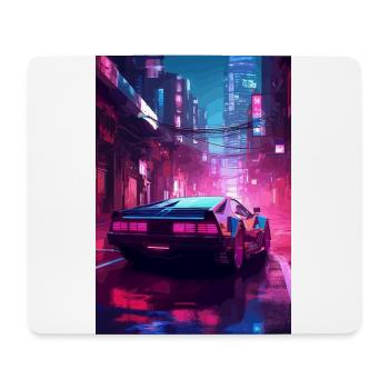 Auto Neon Stadt - Mousepad (Querformat) - Weiß - Vorne