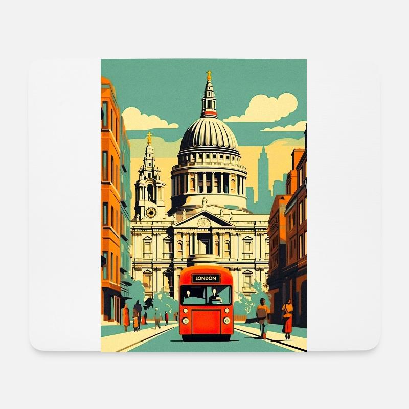 Vintage London Reiseplakat - Mousepad (Querformat) - Weiß