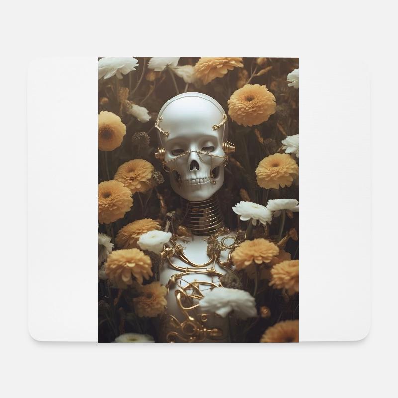 Roboter Blumen - Mousepad (Querformat) - Weiß