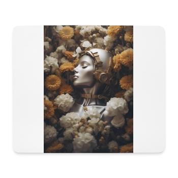 Roboter Blumen - Mousepad (Querformat) - Weiß - Vorne