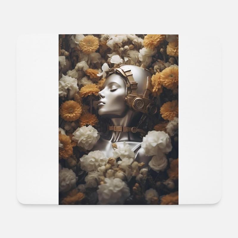 Robot Flowers - Mouse Pad (horizontal) - white