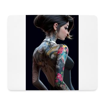 Ink Enchantress: Anime Beauty in a Black Dress - Mouse Pad (horizontal) - white - Front
