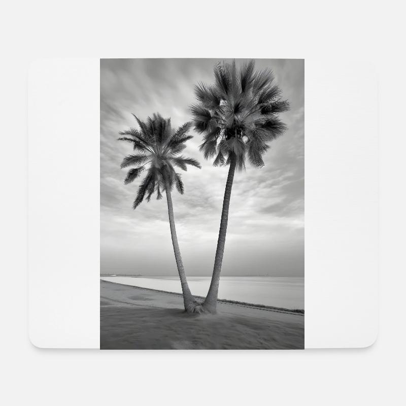 Beach Palm Trees Black & White - Mouse Pad (horizontal) - white