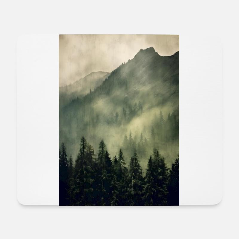 Wald Nebel - Mousepad (Querformat) - Weiß