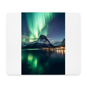 Polarlichter Berg See - Mousepad (Querformat) - Weiß - Vorne
