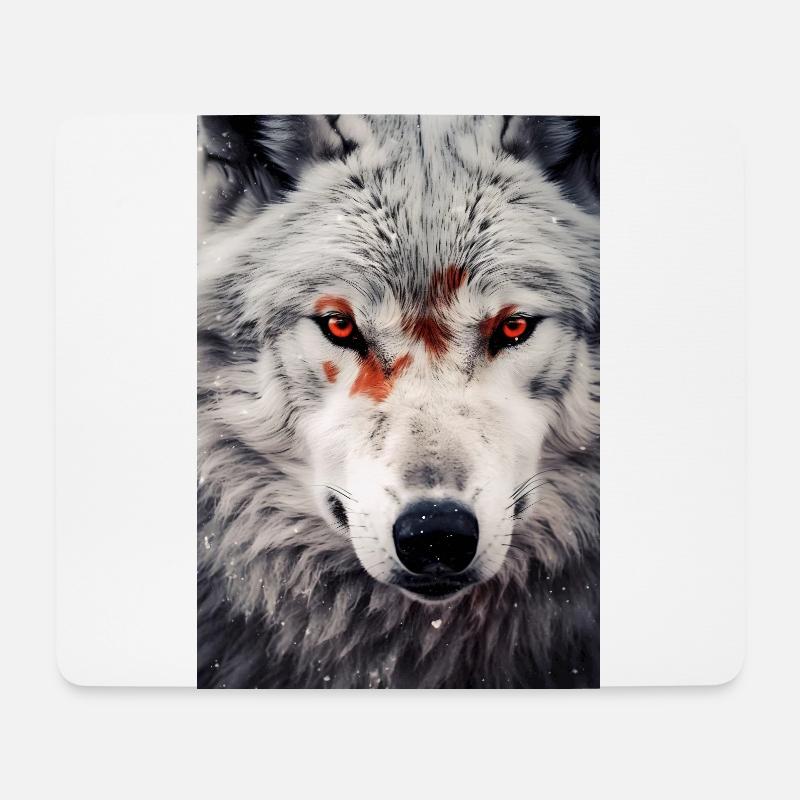 Wolf Gesicht Blut - Mousepad (Querformat) - Weiß