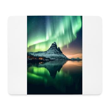 Polarlichter Berg See - Mousepad (Querformat) - Weiß - Vorne