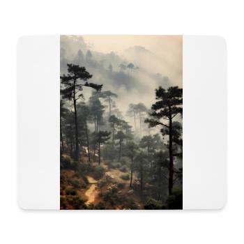 Wald Nebel - Mousepad (Querformat) - Weiß - Vorne