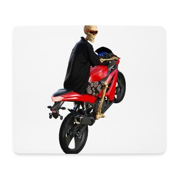 Sensenmann steigt um auf´s Motorrad - Mousepad (Querformat) - Weiß - Vorne