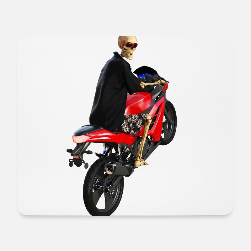 Sensenmann steigt um auf´s Motorrad - Mousepad (Querformat) - Weiß