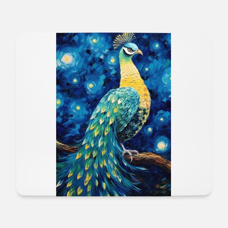 Pfau - Mousepad (Querformat) - Weiß