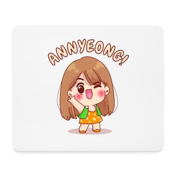 Annyeong. Kawaii Chibi Anime Girl. - Mouse Pad (horizontal) - white - Front