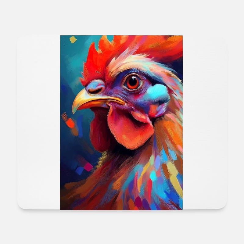 A Colorful Chicken Portrait 3 - Mouse Pad (horizontal) - white