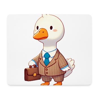 Serious Goose en costume avec mallette - Tapis de souris (format paysage) - blanc - Devant