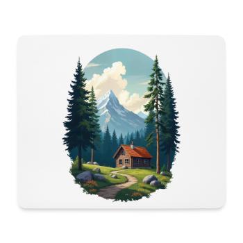 Pixelated cabin in the woods - Mouse Pad (horizontal) - white - Front