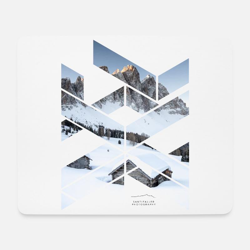 Geisler Dolomiten Geometische Form Winterlandschaf - Mousepad (Querformat) - Weiß