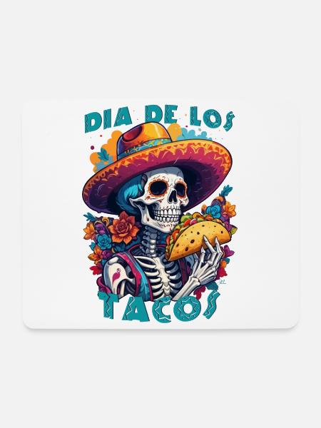 Humorvolles mexikanisches Skelett Dia de los Tacos - Mousepad (Querformat) - Weiß