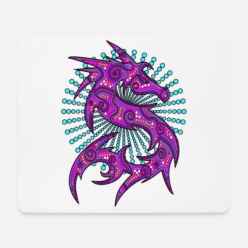 Dot Painting - FANTASY DRAGON - Sun Beams 1 - Mousepad (Querformat) - Weiß