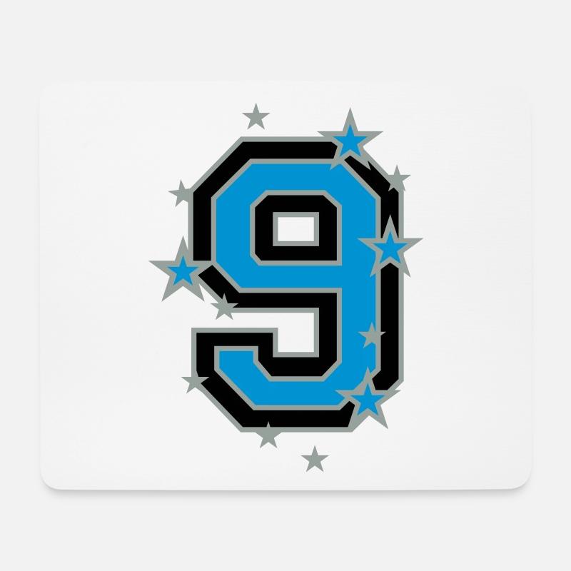 Mit Sterne verzierte Nummer Neun - Mousepad (Querformat) - Weiß