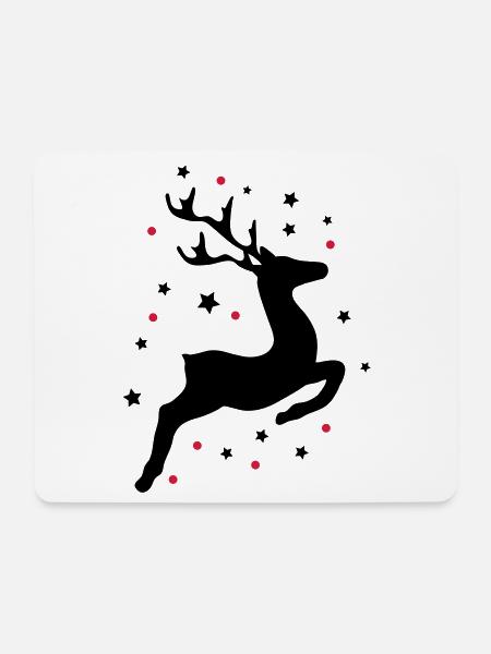 springendes Rentier - Mousepad (Querformat) - Weiß