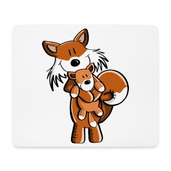 Fox with baby fox - cartoon gift - children - Mouse Pad (horizontal) - white - Front