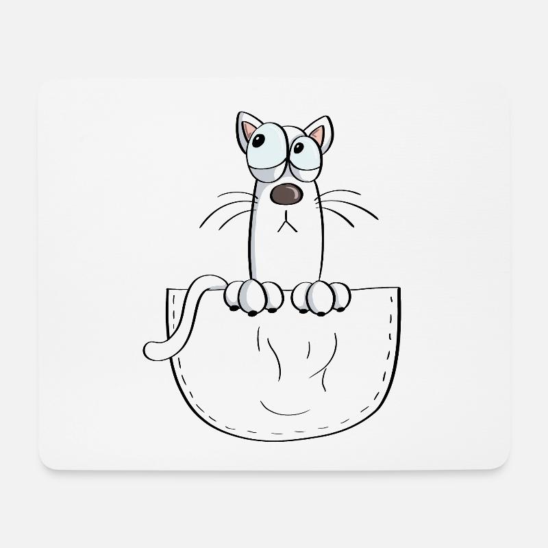 Katze In der Tasche - Katzen - Comic - Mousepad (Querformat) - Weiß