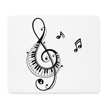 Clef with piano and music notes, i love music. - Mouse Pad (horizontal) - white - Front