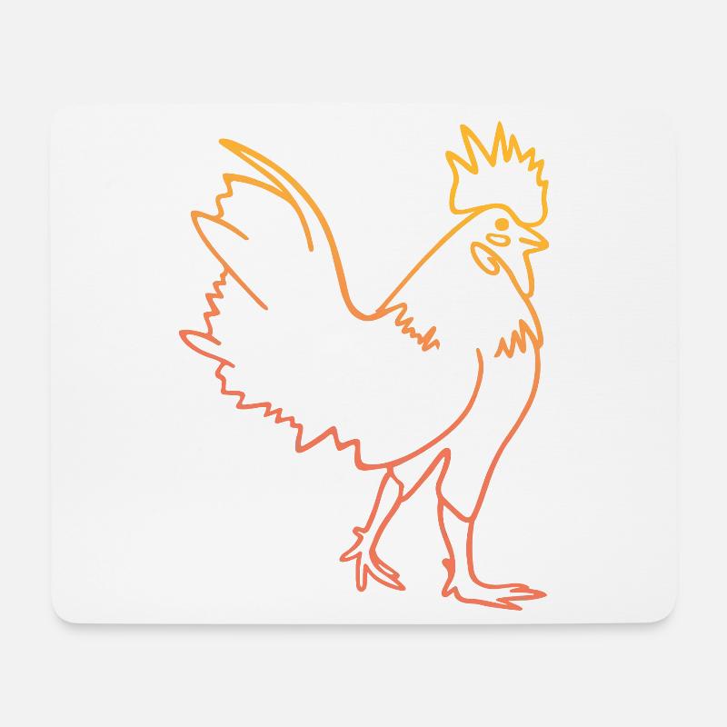 Illustration de coq de poule - Tapis de souris (format paysage) - blanc
