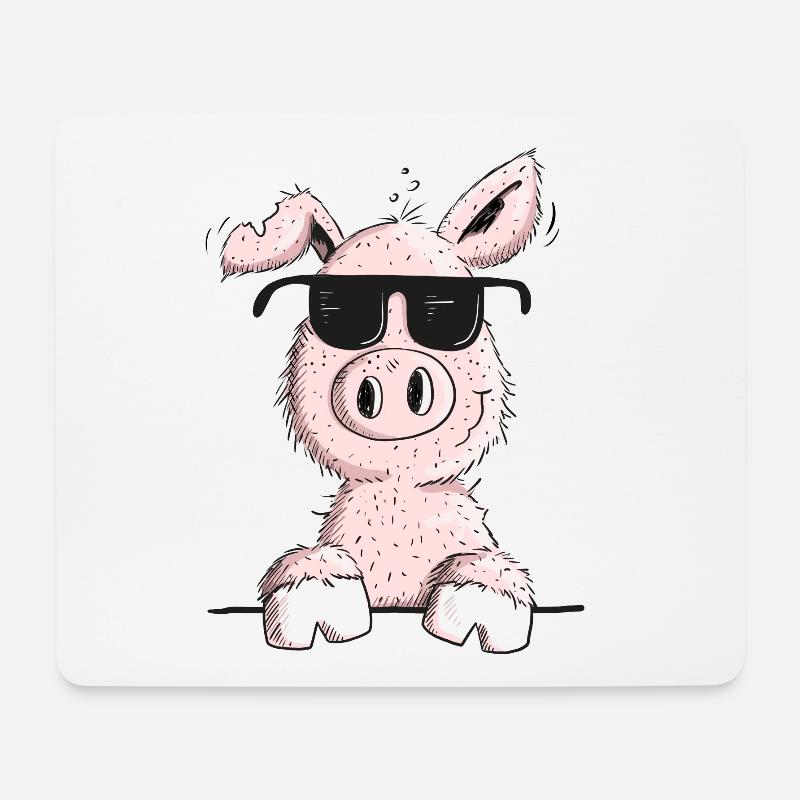 Smart pig with sunglasses - Mouse Pad (horizontal) - white