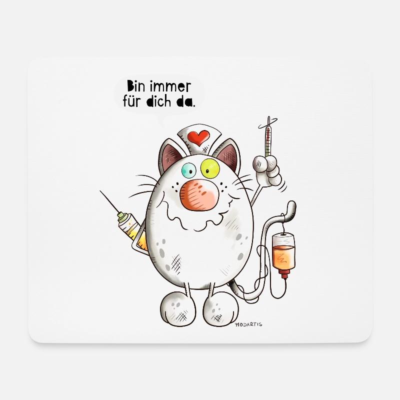 Bin immer für dich da Krankenschwester - Katze - Mousepad (Querformat) - Weiß