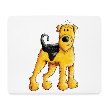 Happy Airedale Terrier - Comic - Hund - Dog - Fun - Mousepad (Querformat) - Weiß - Vorne